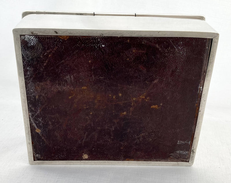Victorian Silver Desk Cigar Box, Crested for Aynscomb. London 1897 Joseph Braham.