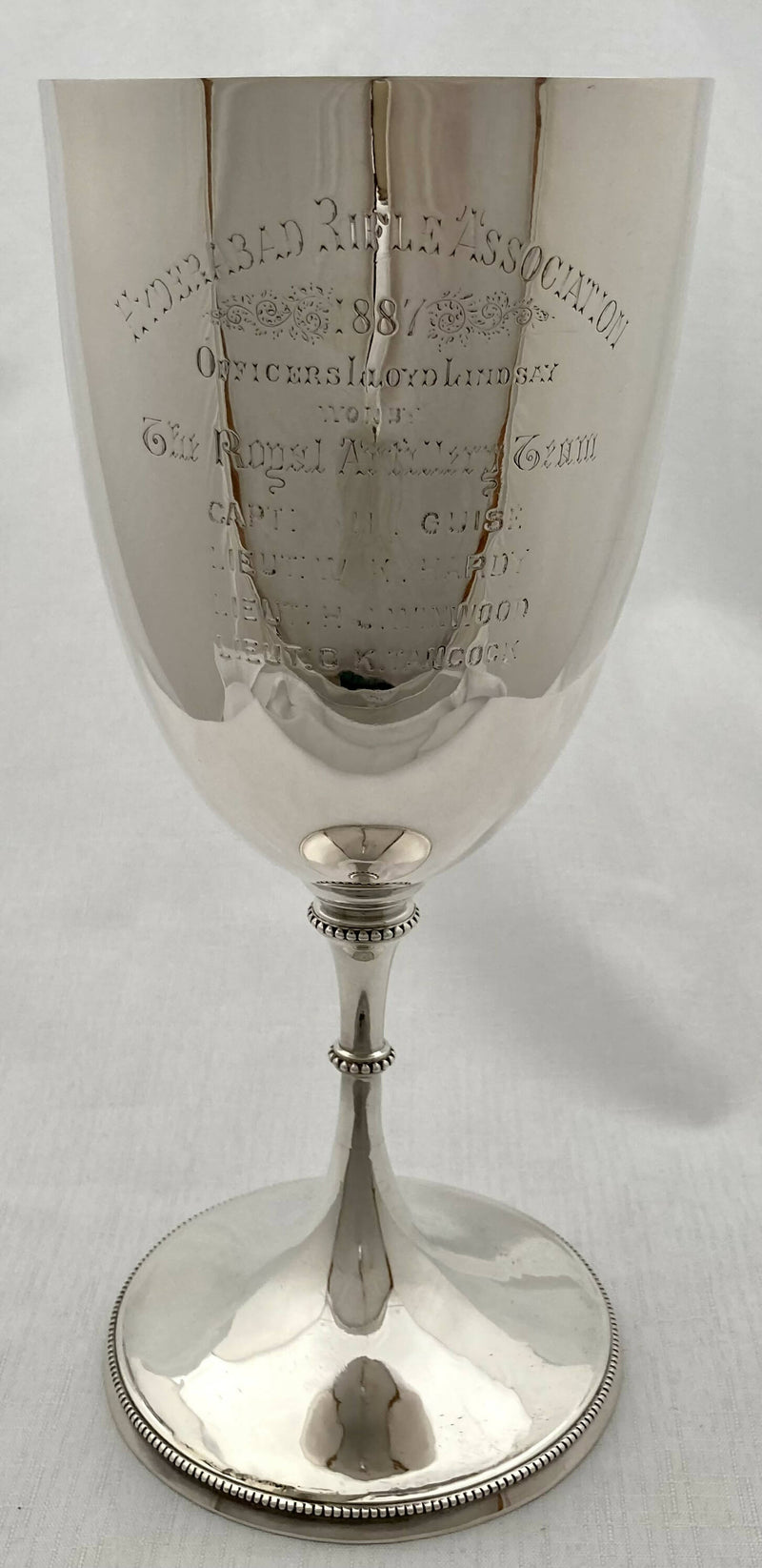 Indian Silver Regimental Trophy Cup for Hyderabad Rifle Association.  Peter Orr and Sons of Madras, circa 1887. 14.6 troy ounces.