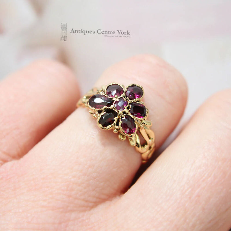 Victorian 18ct Almandine Garnet Cluster Ring