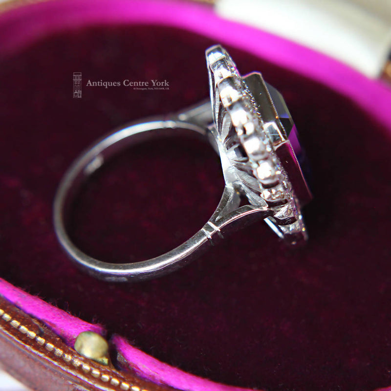 Handmade 18ct White Gold Tanzanite & Diamond Cluster Ring