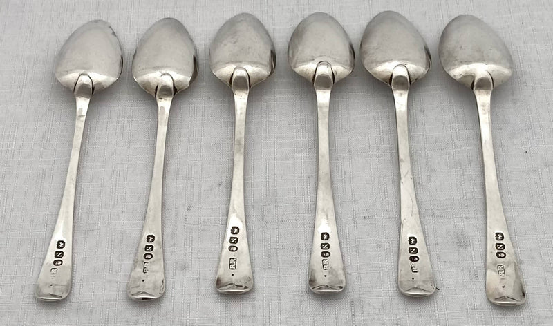 Georgian, George III, Six Silver Teaspoons. London 1808 Robert Rutland. 3.3 troy ounces.