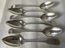 Georgian, George III, set of six silver teaspoons. Newcastle 1795 or 1819, Thomas Watson. 2.44 troy ounces.