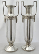 Pair of Art Deco WMF silver plated and glass vases.