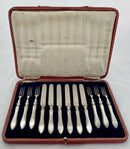 George V Cased Set of Silver Handled Dessert Knives & Forks for Six. Sheffield 1915 R. F. Mosley & Co.