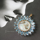 Unique 14ct Blue Topaz & Mother of Pearl Pendant