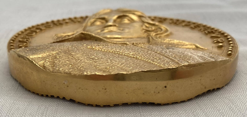 Large Gilt Bronze Medallion with Profile of Napoleon Bonaparte. Bicentenary of Birth 1769 - 1969.