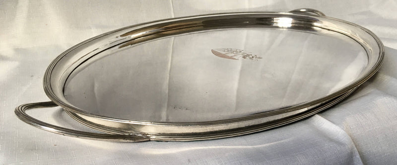 Georgian, George III, Old Sheffield Plate tray, circa 1790 - 1800, displaying the Marital Arms of Josiah Wedgwood II.