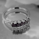 New Burmese Sapphire 5 Stone Sterling Silver Ring - Size R/S