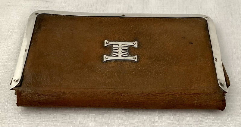 Victorian Silver Mounted Leather Wallet for The 18th Hussars. London 1879 Thomas Edward Tinworth.