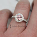 18ct White Gold Pink Tourmaline & Diamond Cluster Ring