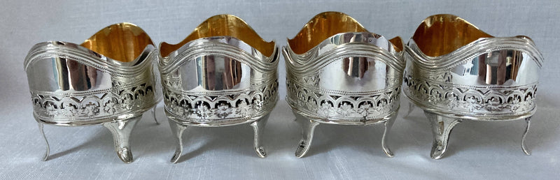 Georgian, George III, Set of Four Silver Salts. London 1793 Henry Chawner. 5.3 troy ounces.