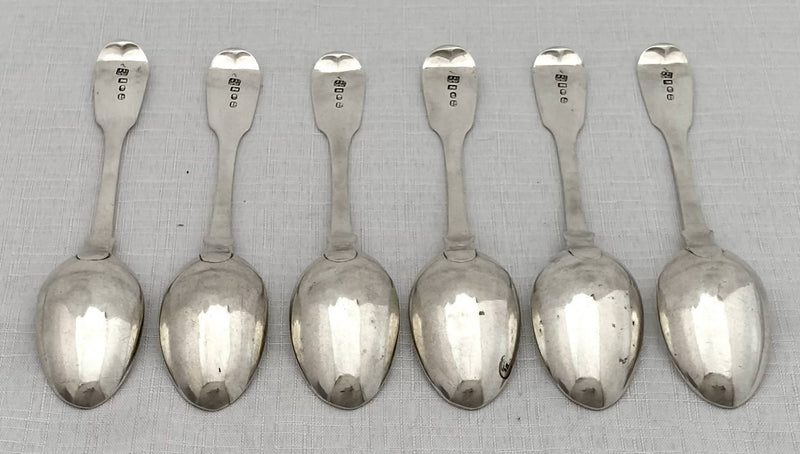 York silver, Georgian, George IV, set of six teaspoons. York 1821 James Barber & William Whitwell. 4.5 troy ounces.