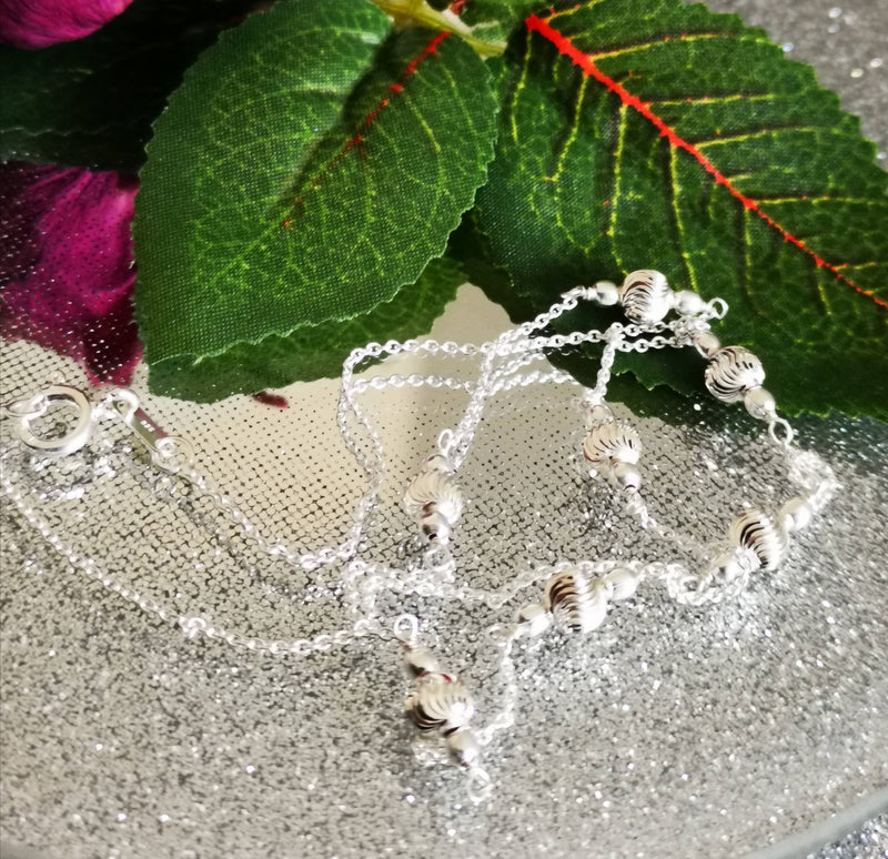 New Sterling Silver Station Necklace - Size 18