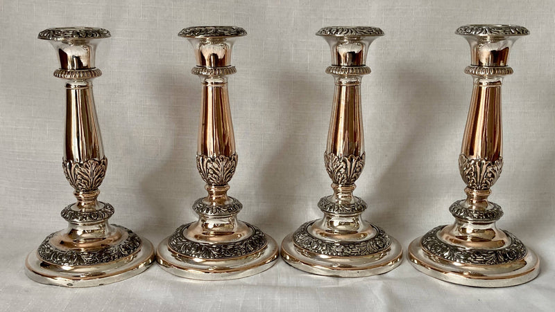 William IV Period Set of Four Old Sheffield Plate Candlesticks, circa 1830.