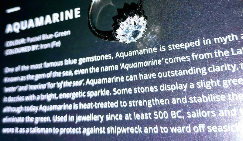 New Esprito Santo Aquamarine & White Cambodian Zircon Halo Sterling Silver ring - S