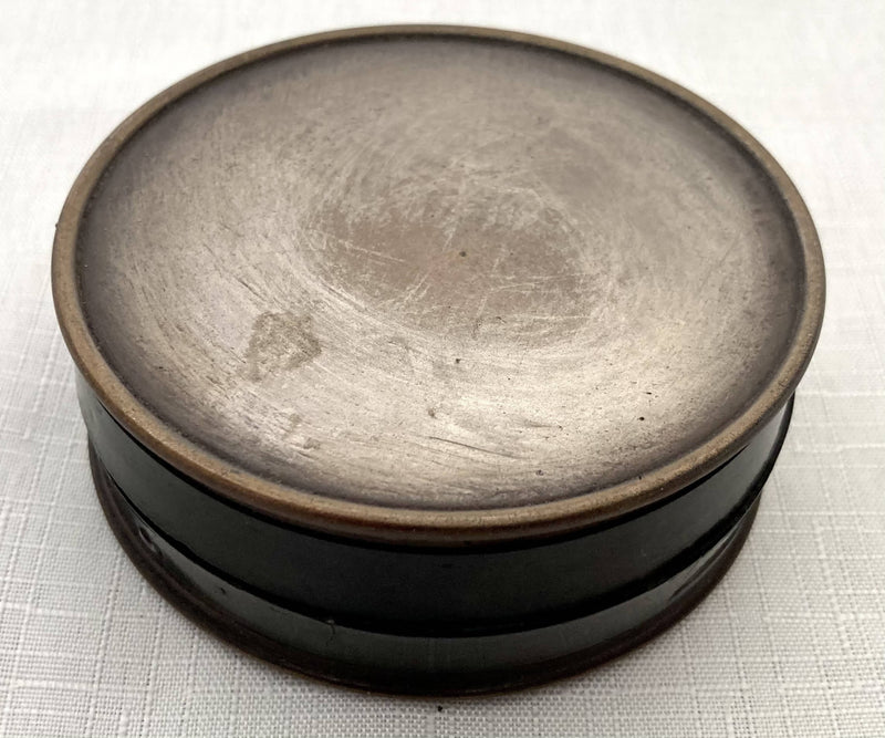 French Bronzed Metal & Bois Durci Snuff Box Depicting Guards at Versailles.