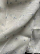 Beautiful Madras high end pale blue polka curtain Panelling 66”/120”length to finish