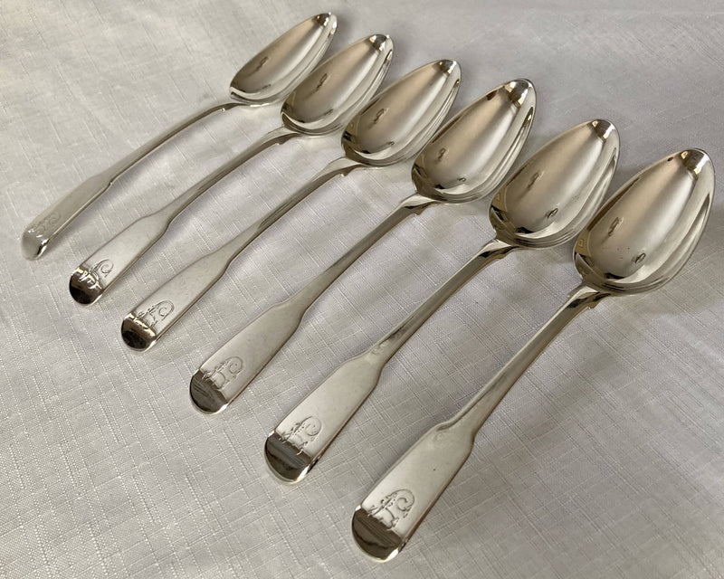 Georgian, George III, Set of Six Silver Dessert Spoons. London 1792 George Smith III & William Fearn. 7.9 troy ounces.