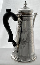 Georgian, George II, Silver Coffee Pot with Crest of Baron Monson. London 1731 Thomas Tearle. 29.7 troy ounces.