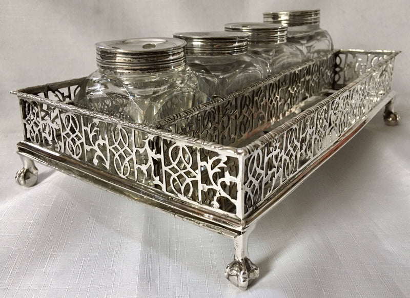 Georgian, George III, large silver galleried inkstand. London 1770 Robert Peaston. 20 troy ounces.